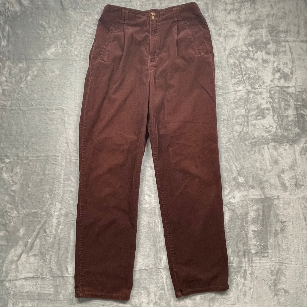 Vintage Gloria Vanderbilt Corduroy‎ Pants Women Brown High Rise Pleated Size 12